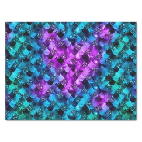 Blue  Purple Glitter Ocean Glamour Mermaid Scales Tissue Paper