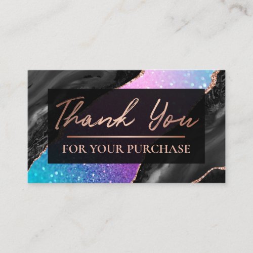 Blue Purple Glitter Thank You For Your Purchase Business Card