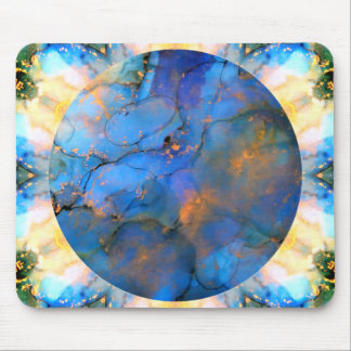blue purple gold abstract scifi orb earth mouse pad