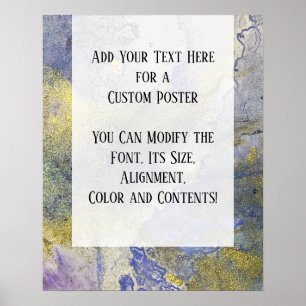 Blue, Purple & Gold Marbled Alcohol Ink DIY Poster