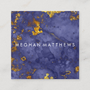 Blue Purple Gold Sparkle Beauty Stylist Square Business Card