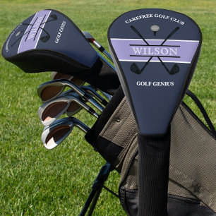 Blue Purple Golf Club Logo Name Head Cover