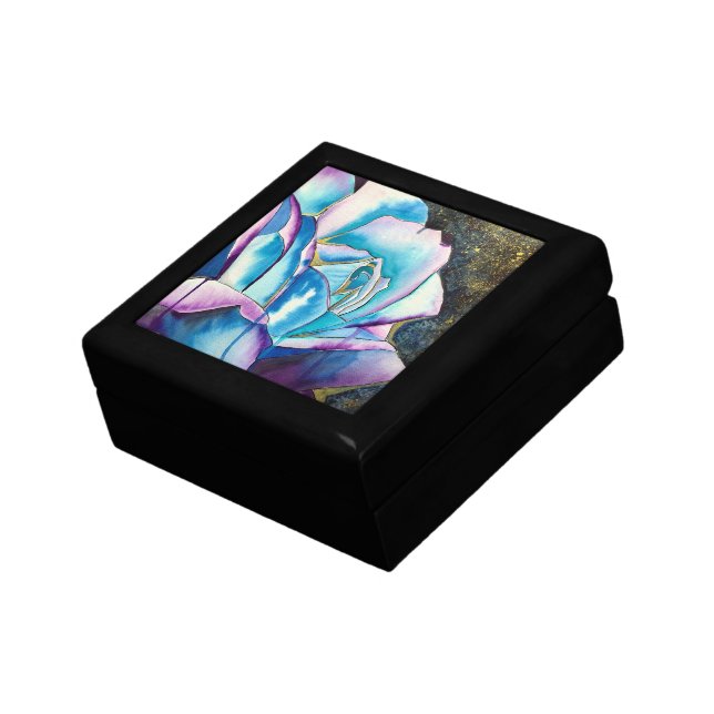 Blue purple gothic watercolor rose art gift box (Side)