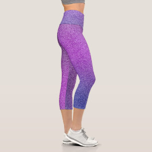Blue-Purple Gradient Glitters Capri Leggings