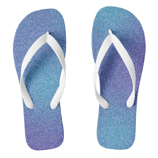 Blue-Purple Gradient Glitters, Pair of Flip Flops (Footbed)