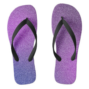 Blue-Purple Gradient Glitters, Pair of Flip Flops