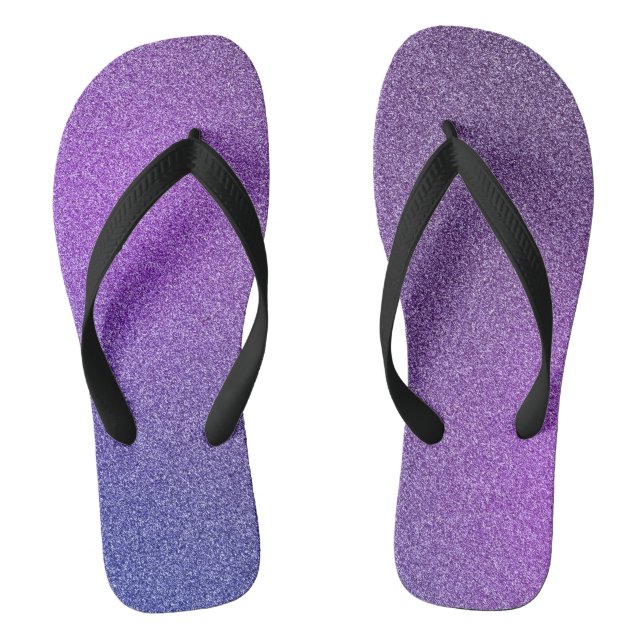 Blue-Purple Gradient Glitters, Pair of Flip Flops (Footbed)