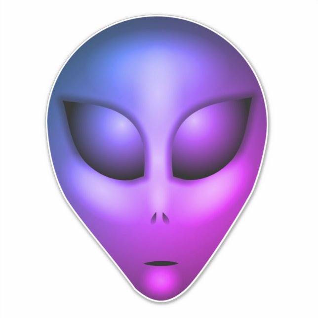 Blue Purple Gray Alien Head Sticker (Front)