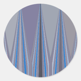 Blue, Purple, Gray Chevron Art Print Classic Round Sticker