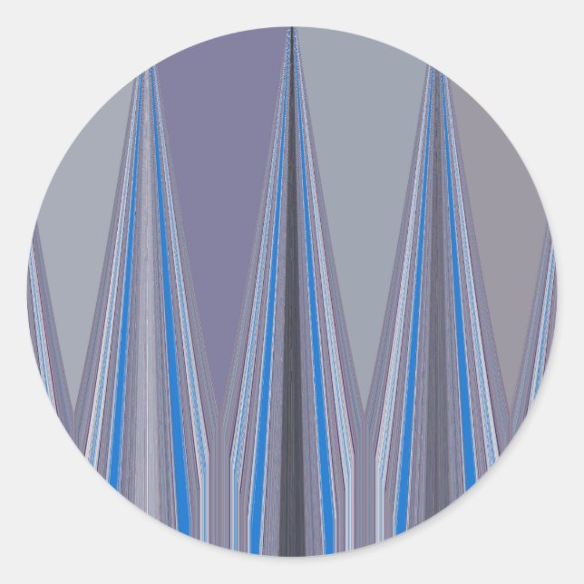 Blue, Purple, Gray Chevron Art Print Classic Round Sticker (Front)