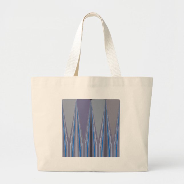 Blue, Purple, Gray Chevron Art Print Large Tote Bag (Front)