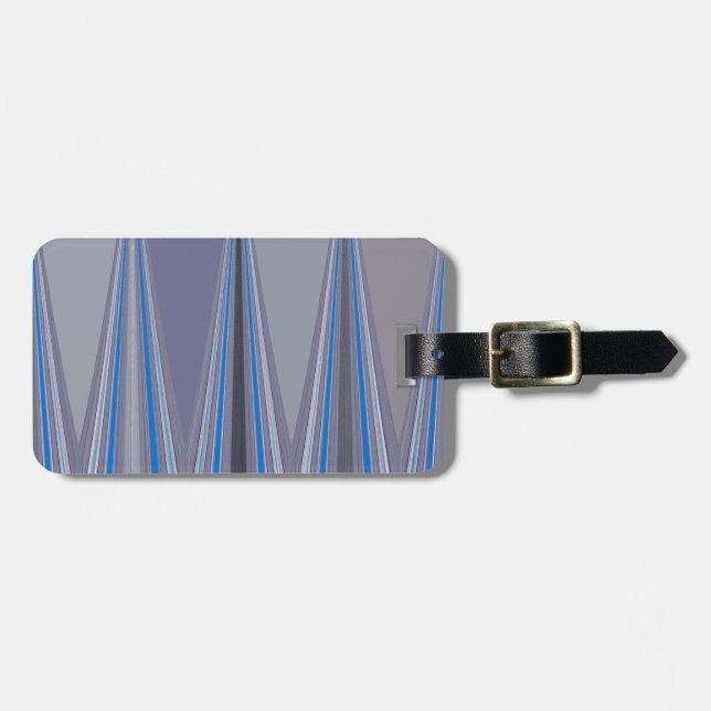 Blue, Purple, Gray Chevron Art Print Luggage Tag (Front Horizontal)