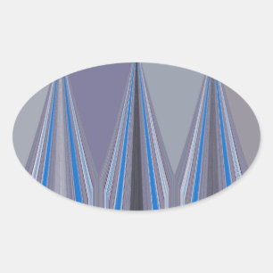 Blue, Purple, Gray Chevron Art Print Oval Sticker