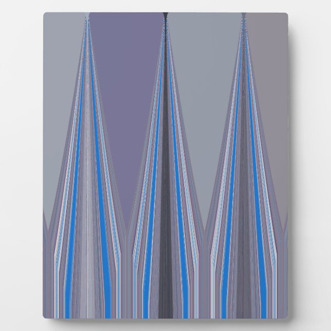 Blue, Purple, Gray Chevron Art Print Plaque (Front)