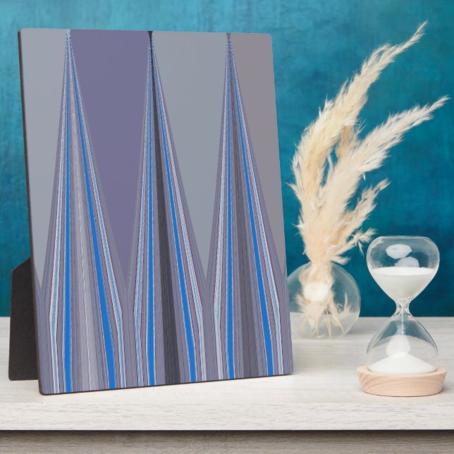 Blue, Purple, Gray Chevron Art Print Plaque (Side)