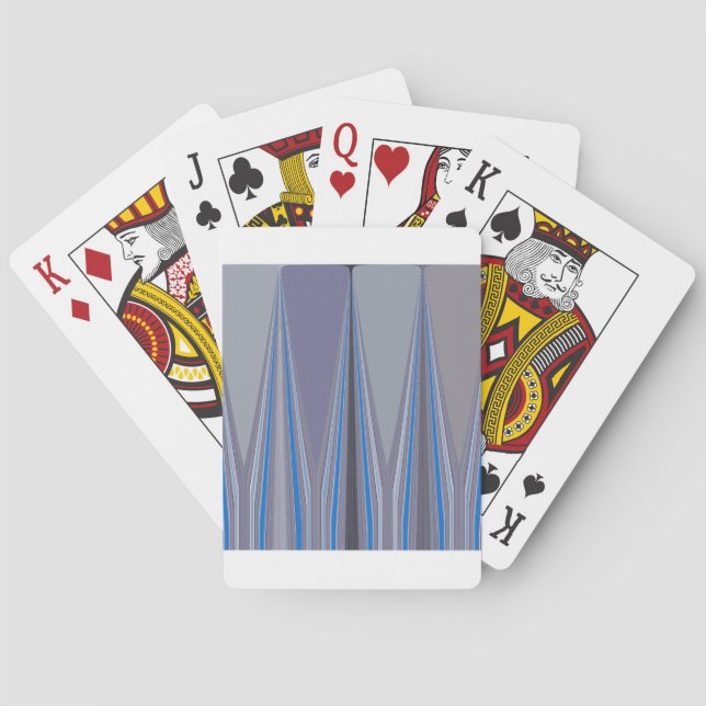 Blue, Purple, Gray Chevron Art Print Poker Cards (Back)