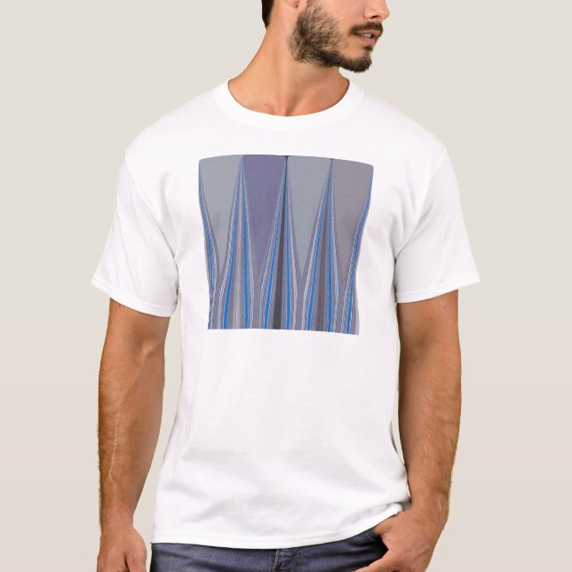 Blue, Purple, Gray Chevron Art Print T-Shirt (Front)