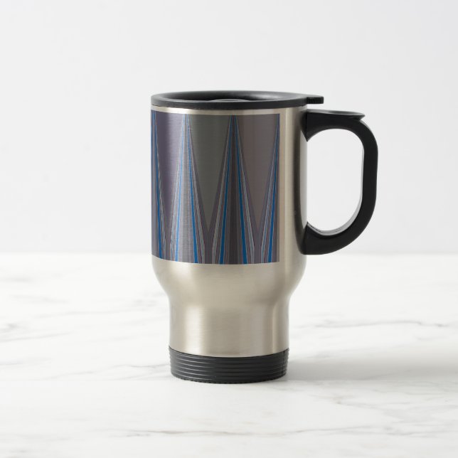 Blue, Purple, Gray Chevron Art Print Travel Mug (Right)