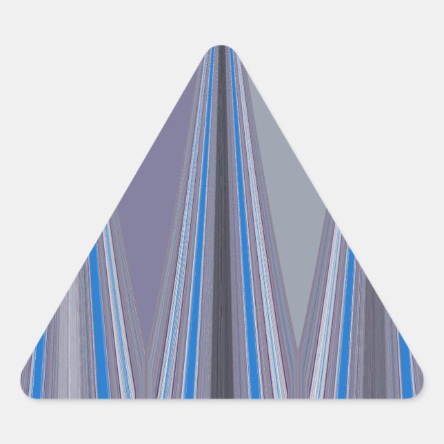 Blue, Purple, Gray Chevron Art Print Triangle Sticker (Front)