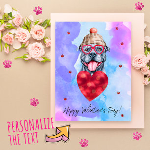 Blue Purple Gray Pitbull Valentine's Day Gift Dog Holiday Postcard