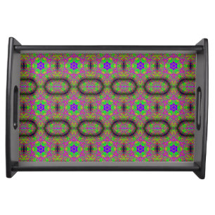 blue purple green flower/stars serving tray