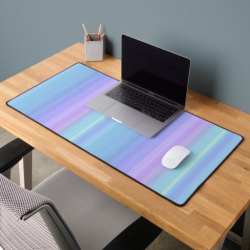 Blue Purple Green Pastel Stripes Desk Mat