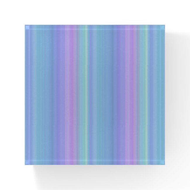 Blue Purple Green Pastel Stripes Glass Paperweight