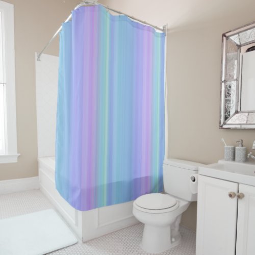 Blue Purple Green Pastel Stripes Shower Curtain