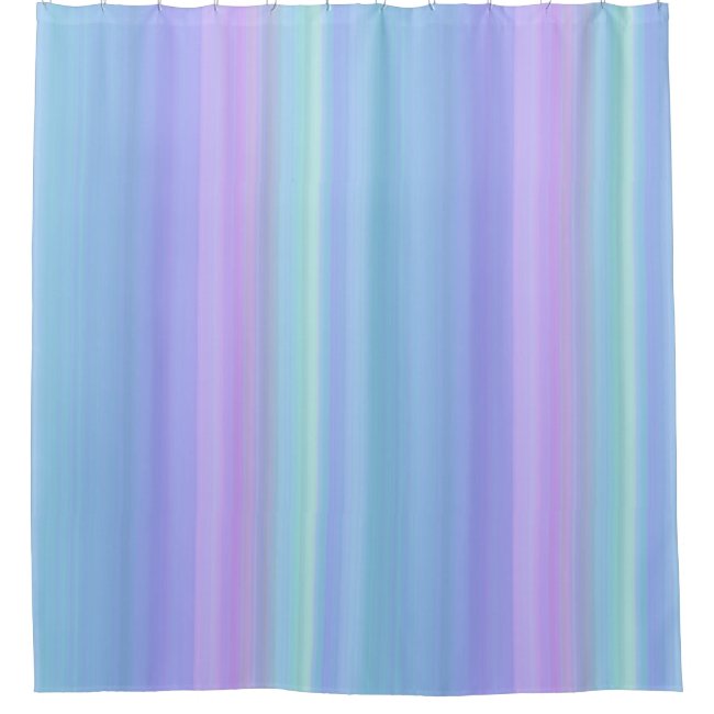 Blue Purple Green Pastel Stripes Shower Curtain