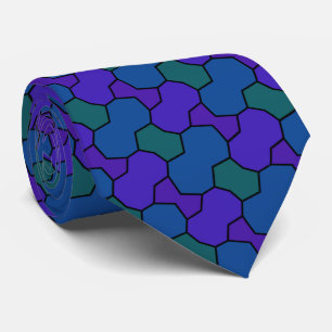 Blue Purple Green Pattern Neck Tie