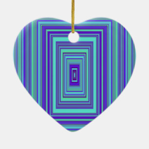 Blue Purple Green Rectangles Geometric Art Ceramic Ornament