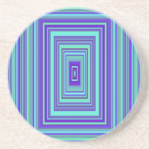 Blue Purple Green Rectangles Geometric Art Sandstone Coaster