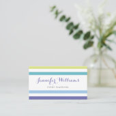 Blue Purple Green Stripes Modern Professional Business Card (Standing Front)