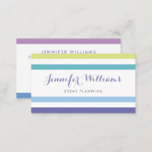 Blue Purple Green Stripes Modern Professional Business Card (Front/Back)