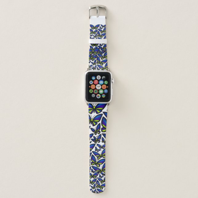 Blue Purple Green Wings Now Apple Watch Band (Front)