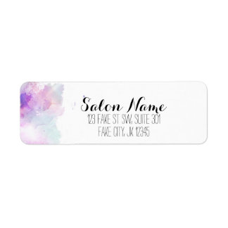 blue purple grunge salon watercolor label