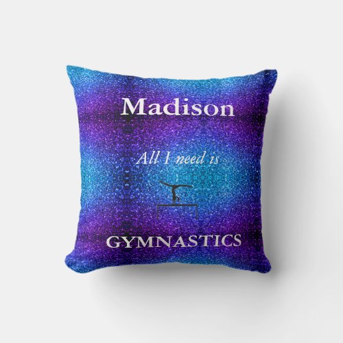 Blue  Purple GYMNASTICS Throw Pillow PERSONALIZE