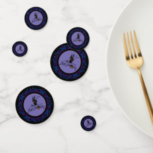 Blue Purple Happy Halloween Haunted House Confetti