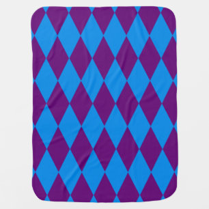 Blue Purple Harlequin Checkered Design Baby Blanket
