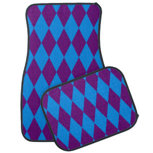 Blue Purple Harlequin Checkered Design  Car Floor Mat