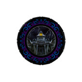 Blue Purple Haunted House Halloween Candy Tin (Top)
