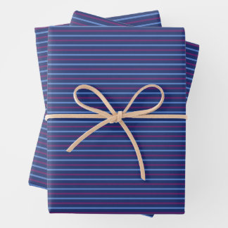 Blue & Purple Horizontal Striped Wrapping Paper Sheets