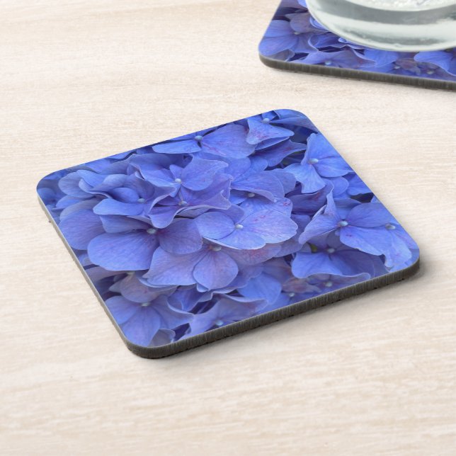 Blue purple hydrangeas blue-purple flowers  beverage coaster (Left Side)