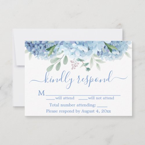 Blue Purple Hydrangeas Floral Birthday Party Thank You Card