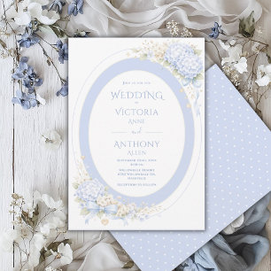 Blue Purple Hydrangeas Frame Elegant Wedding Invitation