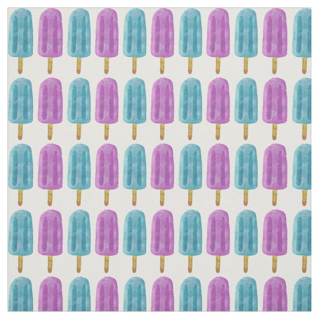 Blue & Purple Ice Pop Summer Frozen Treat Pattern Fabric (Swatch)