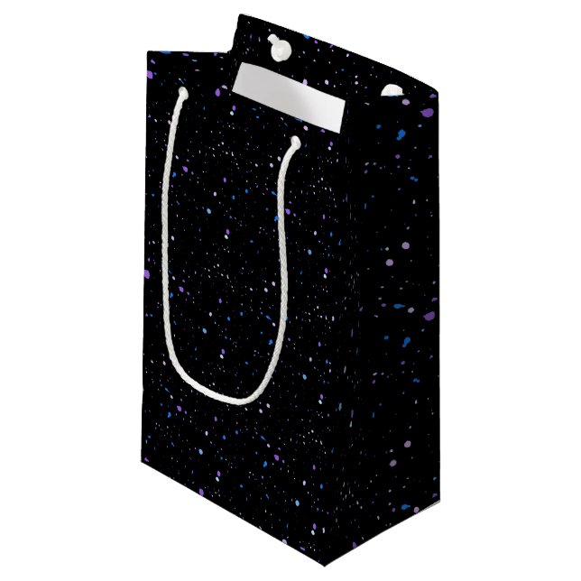 Blue + Purple Ink Splatters Small Gift Bag (Front Angled)
