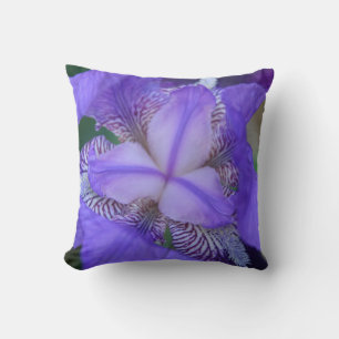Blue Purple Iris Flower Throw Pillow