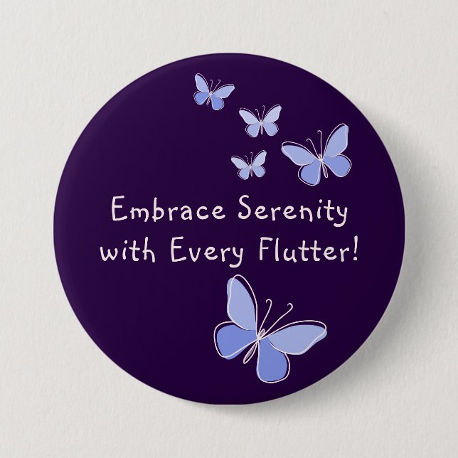 Blue Purple Kaleidoscope Butterfly Slogan Violet Button (Front)