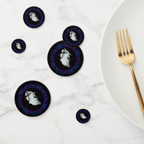 Blue Purple Lady In White Ghost Halloween Confetti